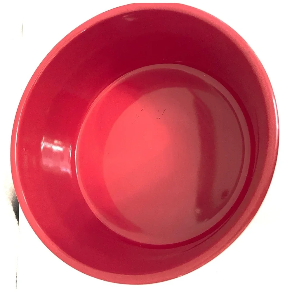 Rae Dunn SANTA PAWS Dog Bowl Pet Dish Red with Large White Letters 8